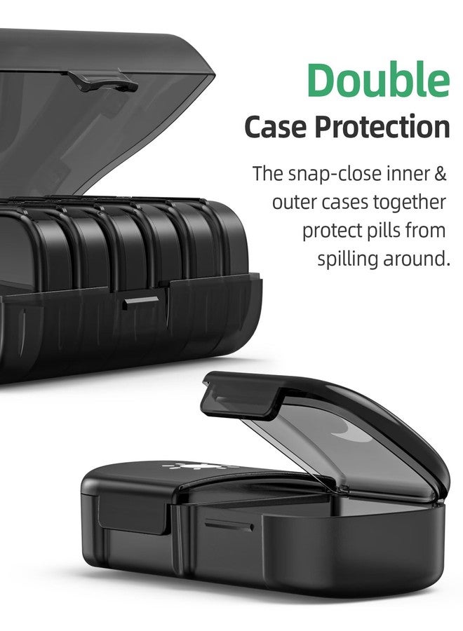 PULIV Extra Large Weekly Pill Organizer 2 Times a Day, One-Side Open Pill Box 7 Day for Easy Filling, Black Privacy Protection AM PM Pill Case for Vitamins, Medication, Supplements, Fish Oils Black - Image 5